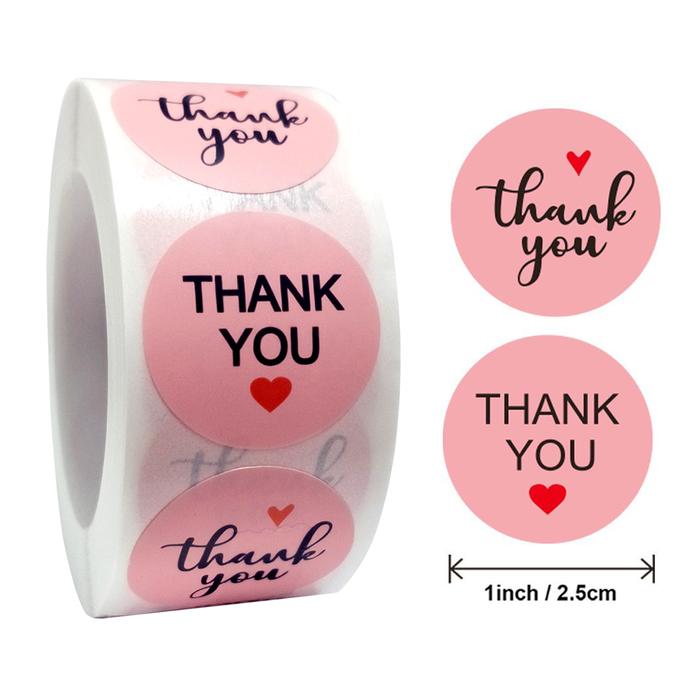 Gambar Label Sticker Thank You Pink Tag Heart Love Shape 2,5 cm 500pcs/ Roll - B - Bundar dari Mardian76Shop undefined Tokopedia