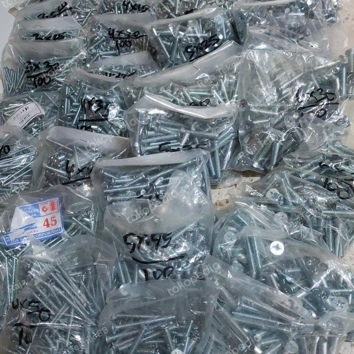 Gambar baut obeng minus jf m6 / baut kepala obeng 6mm/ baut jf 6mm baut obeng - 6x10 dari rajateknik88 undefined Tokopedia