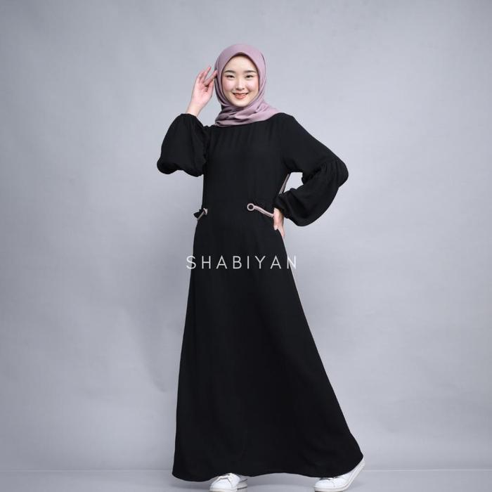 Gambar XY ABIYAN 488 Gamis Muslim Crinkle s Kombinasi | Syamila - Black, L (Dewasa) dari Toko Jago 10 undefined Tokopedia