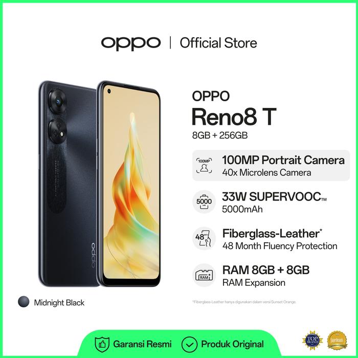 Gambar [Flash Price] OPPO Reno8 T 4G Smartphone 8GB/256GB (Garansi Resmi) - Hitam dari OPPO Store Indonesia undefined Tokopedia