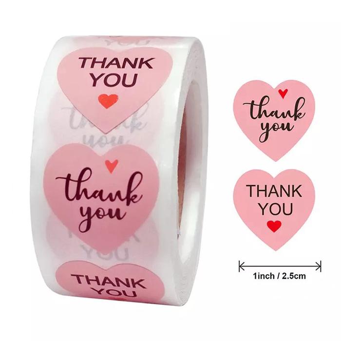 Gambar Label Sticker Thank You Pink Tag Heart Love Shape 2,5 cm 500pcs/ Roll - A - Love dari Mardian76Shop undefined Tokopedia