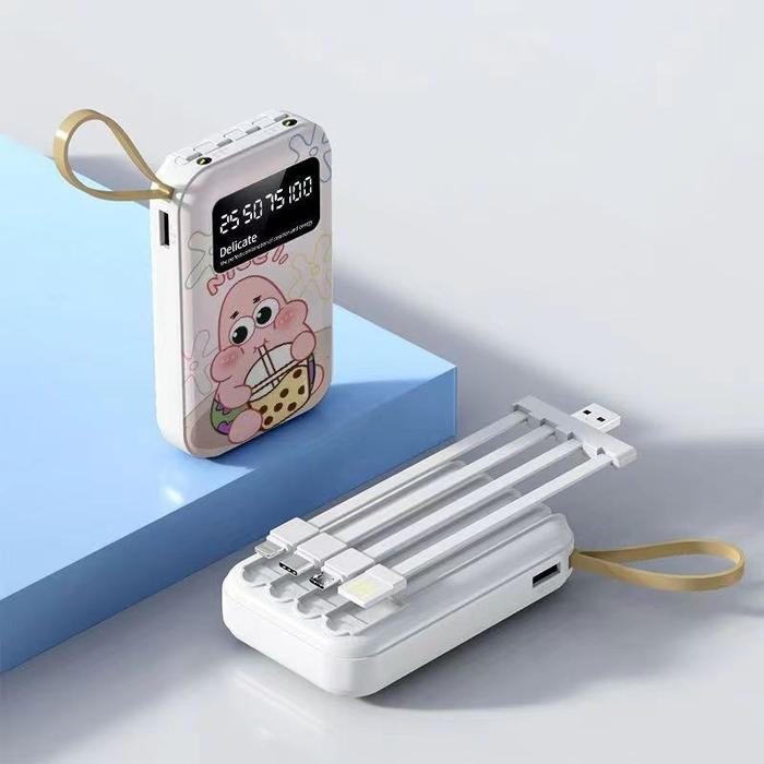 Gambar Powerbank 20000mAh mini Portable  Kartun 4 Kabel  Fast Charging Output - Merah Muda dari hp360 undefined Tokopedia