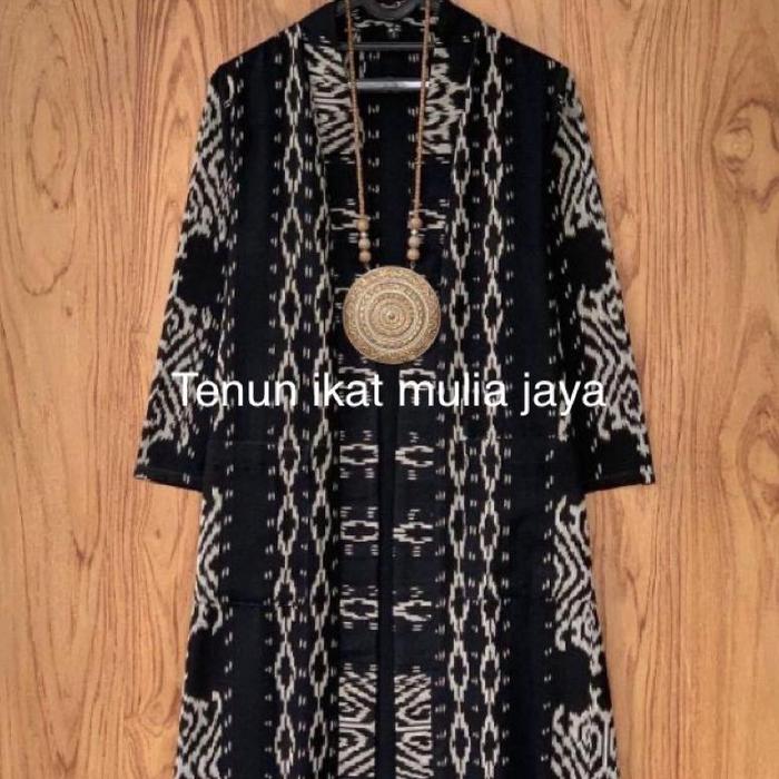 Gambar [Ready] 8 Motif Long Outer Batik Tenun Ethnic Rote Salur Palu Donggala - Putih, XL dari BATIK TRENDI_NEW undefined 3 Tokopedia