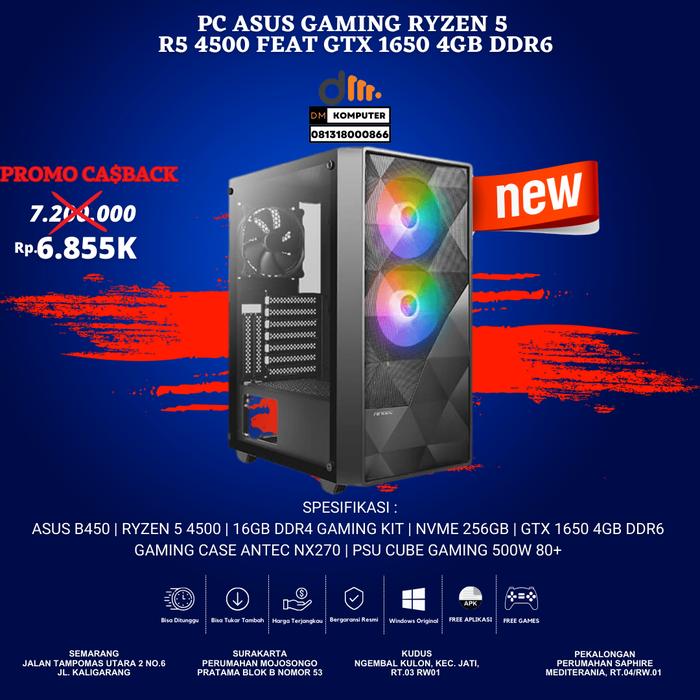 Gtx 1650 Asus Ryzen R5 Jual PC ASUS GAMING RYZEN R5 4500 FEAT GTX