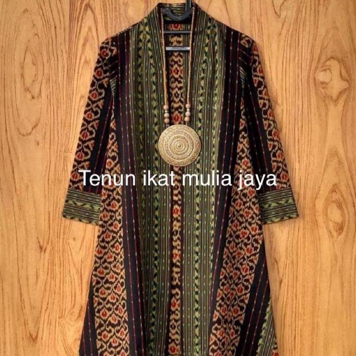 Gambar [Ready] 8 Motif Long Outer Batik Tenun Ethnic Rote Salur Palu Donggala - Putih, XL dari BATIK TRENDI_NEW undefined 4 Tokopedia