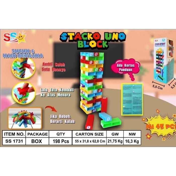 Gambar Mainan Anak Board Games Stacko Balok Family Game Stack Height S1731 - PACKING BUBBLE dari tomiko toys undefined Tokopedia