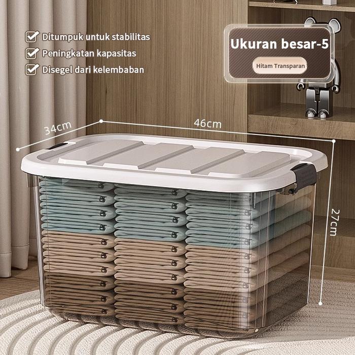 Gambar Kotak Penyimpanan Plastik Keranjang Penyimpanan Transparan+Handel - 5-Hitam dari RaktokoTIK undefined Tokopedia