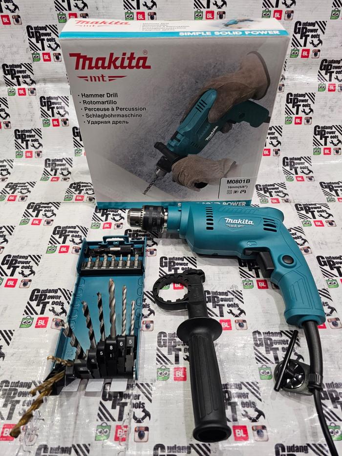 Gambar paket mesin bor beton tembok mata bor set makita ori - M0801B+D77207 dari GUDANGPOWERTOOLS undefined Tokopedia