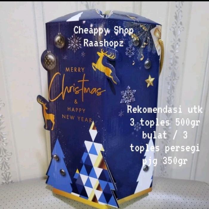 Gambar Box Natal 3 toples 500gr Box Natal 3 toples 350gr Dus Kue Kering - biru box aja dari CHEAPPY RAASHOPZ Kota Administrasi Jakarta Barat Tokopedia