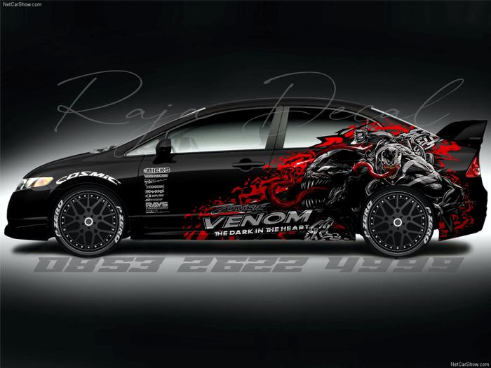 Gambar Sticker Decal Striping Mobil Honda Civic FD Desain Venom New - Hitam Merah dari RajaDecal undefined Tokopedia