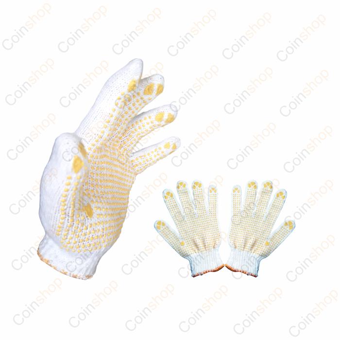 Gambar 1 Pasang Sarung Tangan Kain Rajut Bintik Kuning Hitam Polkadot Dotting Safety Rajawali - Putih-Kuning dari CoinShops undefined Tokopedia