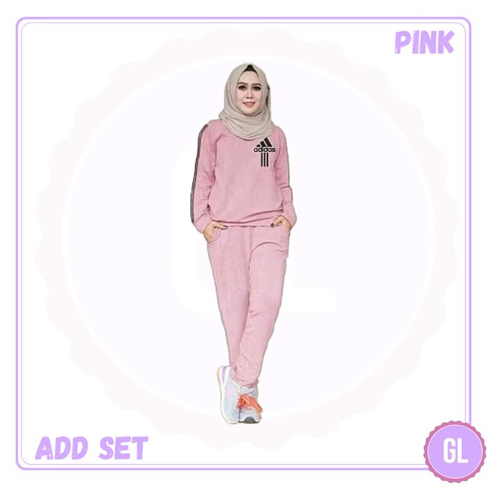 Gambar 60343 traning set adidas/stelan olahraga muslim/stelan muslim murah - Pink, L dari GLORY PURPLE SHOP undefined Tokopedia