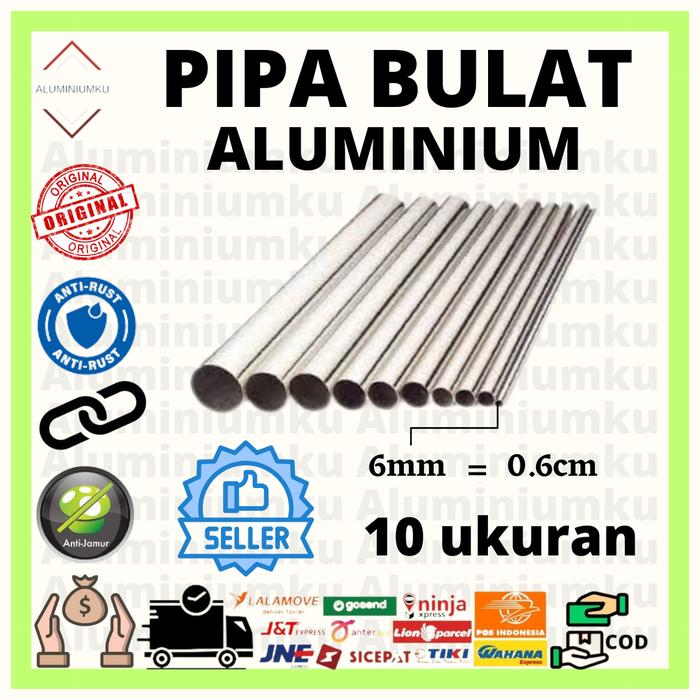 Gambar PIPA ALUMINIUM BULAT SILVER BERBAGAI MACAM UKURAN GRATIS ONGKOS POTONG - 6mm dari aluminiumku undefined Tokopedia