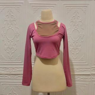 Gambar Kimmy Two tone top | Atasan Wanita Two Tone atasan wanita kekinian - PINK TUA dari ROXY MAS JAKARTA undefined Tokopedia