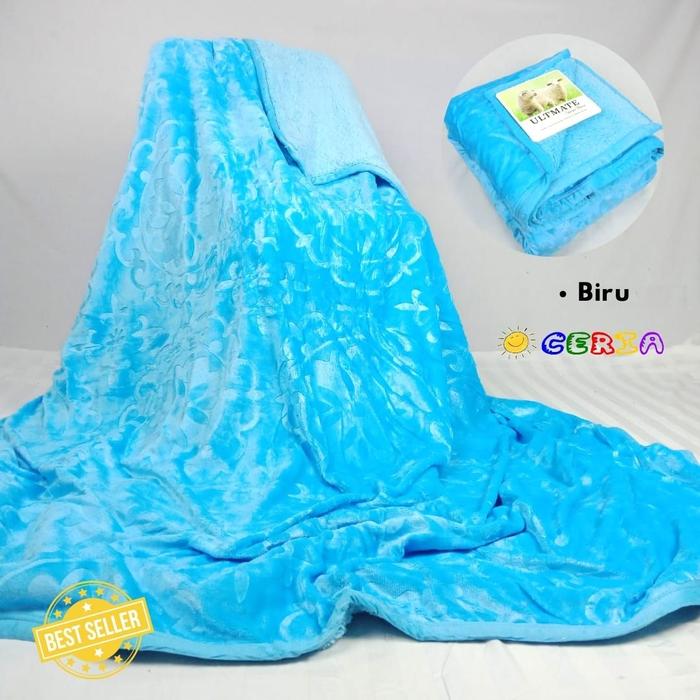 Gambar Selimut Bulu Domba Lembut Dewasa Ultimate 180x200 Cm - Varian Warna - Biru dari rawda_id undefined Tokopedia