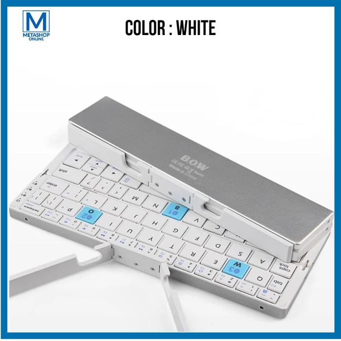 Gambar BOW Foldable Bluetooth Keyboard Wireless With Stand for Phone Tablet - Putih dari Metashop Online undefined Tokopedia