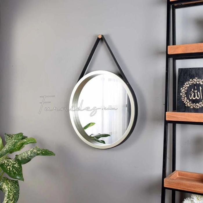 Gambar Cermin Bulat Berkualitas Diameter 25cm-60 cm Tali Strap Frame HDF - Aesthetic, D. 60cm dari grosir indo javanesia undefined Tokopedia