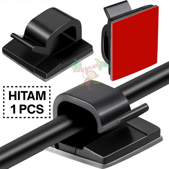 Gambar Klip Kabel Tempel Klem Kabel Pengikat Perapih Clip Cable Management - Hitam dari babanana store undefined Tokopedia
