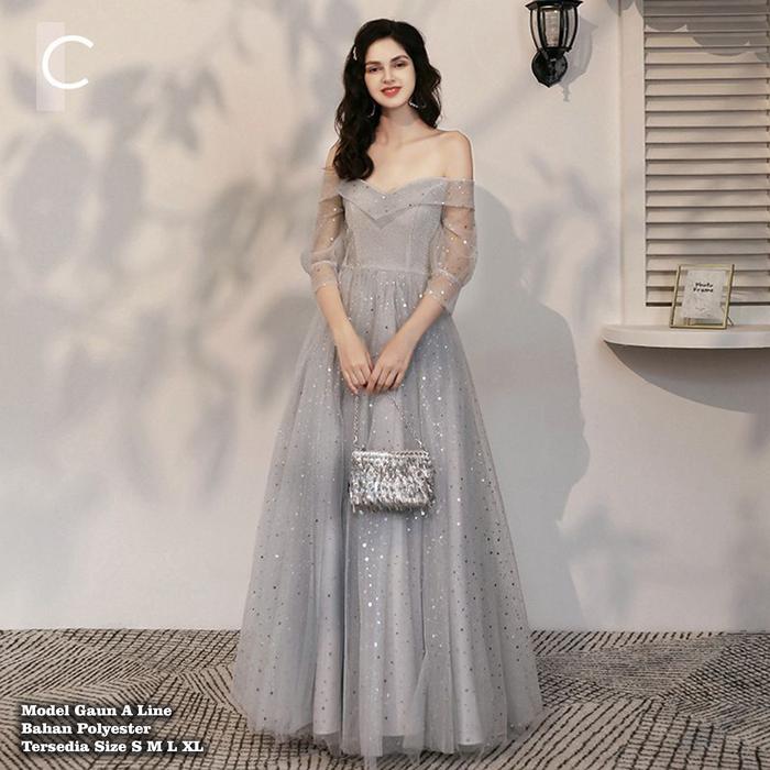 Gambar WED Gaun Bridesmaid / Gaun Pengirin Pengantin Pernikahan Warna Abu - LONG C, L dari WED Gallery undefined Tokopedia