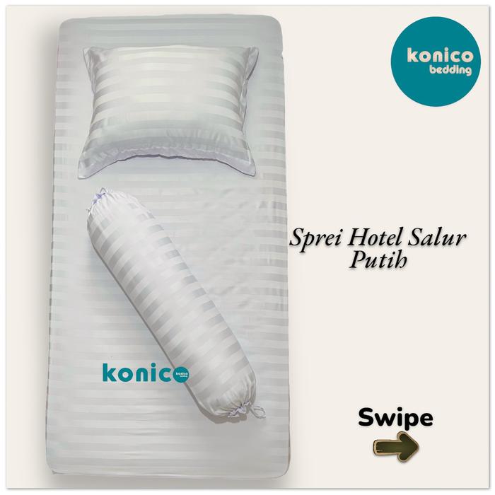 Gambar KONICO sprei set bahan MICRO TENSEL DOUBLE ( tanpa bedcover ) VOL 1 Bantal Karet Sarung Seprai Tali - Putih, 160 X 200 X 20 dari Konico Bedding undefined Tokopedia