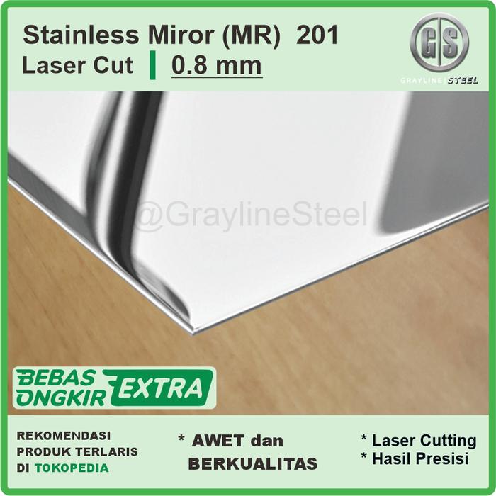Gambar 0.8 mm - Laser Cut SS 201 Mirror Plat Stainless Steel Custom dari Grayline Steel undefined Tokopedia