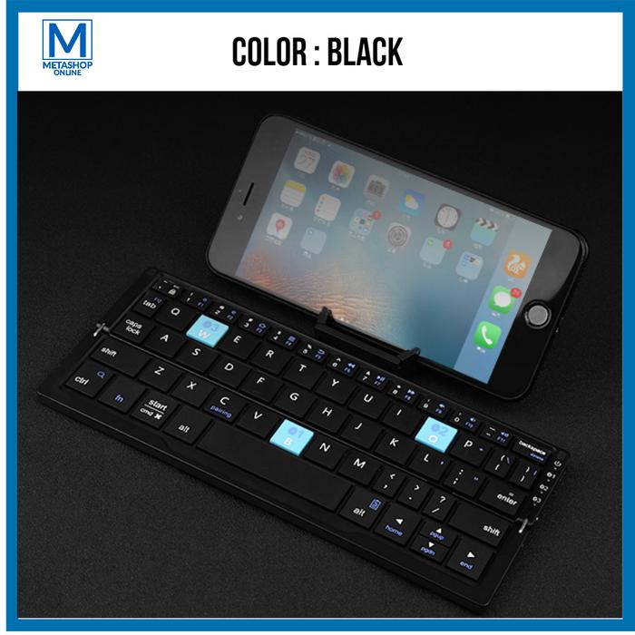 Gambar BOW Foldable Bluetooth Keyboard Wireless With Stand for Phone Tablet - Hitam dari Metashop Online undefined Tokopedia