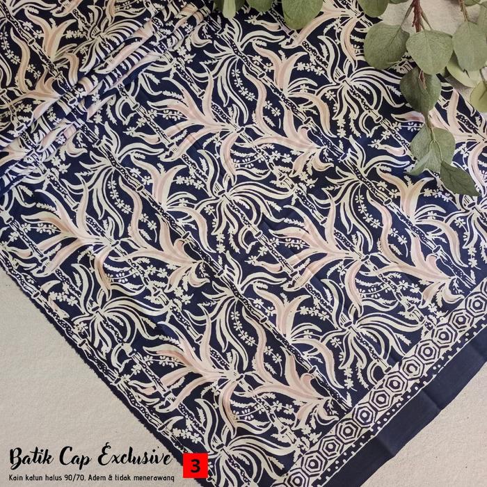 Gambar Kain Batik Cap Motif Sekarjagad Warna Cream Krem Biru Navy - 1 dari Batik Hamparan Berlian undefined Tokopedia