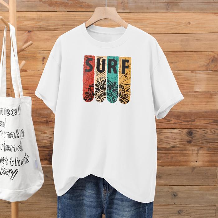 Gambar Three Pigeon T-Shirt SURF - Casual Pria High Quality 100% Cotton - White, L dari Three Pigeon Official undefined Tokopedia