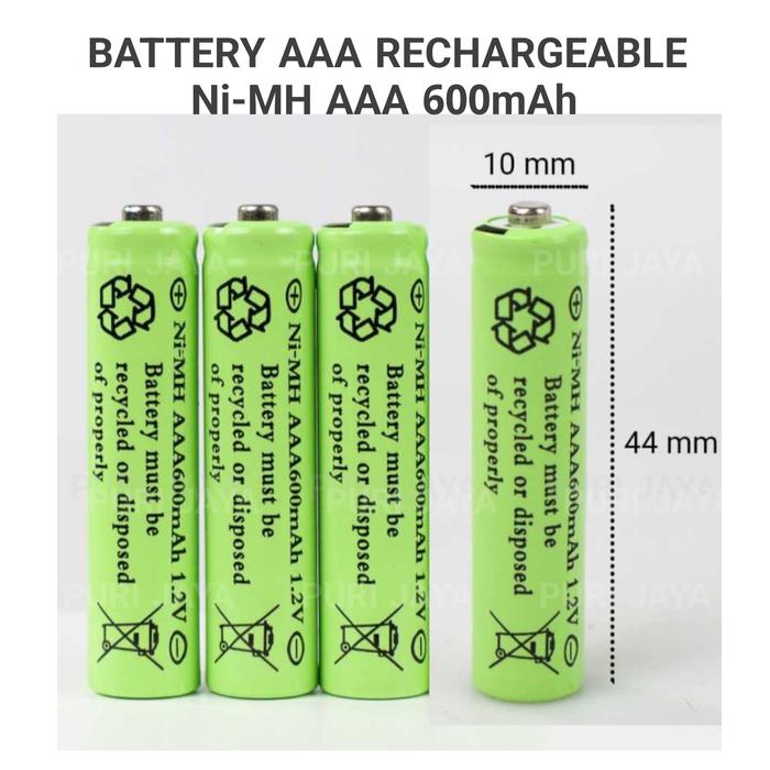 Gambar Baterai Isi Ulang AA AAA Battery Cas Rechageable Ni-CD NICD Ni-mH NIMH - 1 Pack AAA dari Puri Denshi undefined Tokopedia
