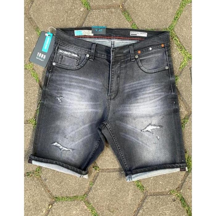 Gambar (N.Y.K) CELANA PENDEK JEANS STRET SOBEK CELANA BERMUDA PRIA ORIGINAL - Dim grey, 28 dari N.Y.K STORE undefined Tokopedia
