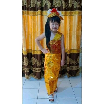 Gambar Baju Adat Bali Anak Pakaian Adat Anak Bali - Kain + Mahkota, Anak TK-SD dari Trendy Tote Official undefined Tokopedia