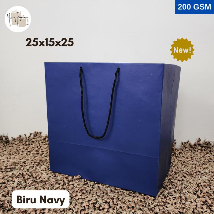Gambar Paper Bag/Tas Kertas Paperbag Color Series Kraft Uk. 25 x 15 x 25 - Biru dari Young PaperBag Official Store undefined Tokopedia