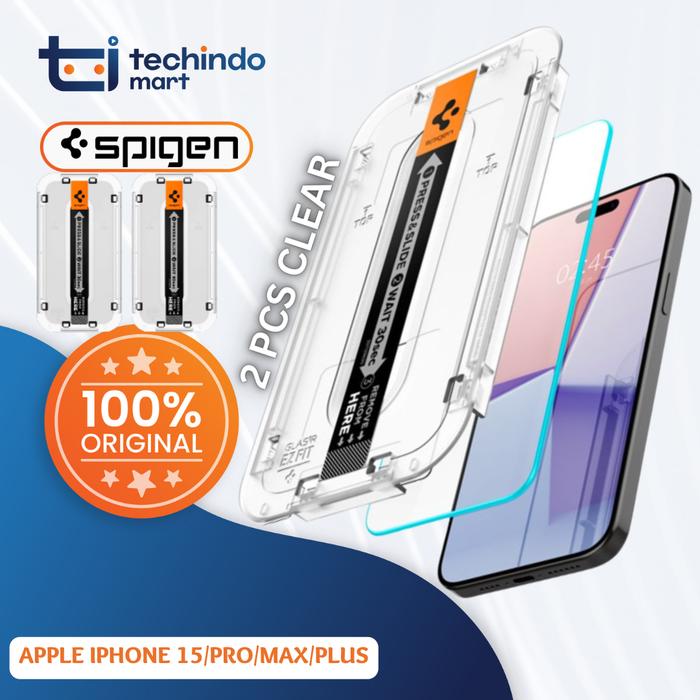 Gambar Tempered Glass iPhone 15 Pro Max Plus Spigen Glas tR EZ Fit Clear 9H - 2PCS CLEAR, 15 PRO MAX dari techindo mart undefined Tokopedia