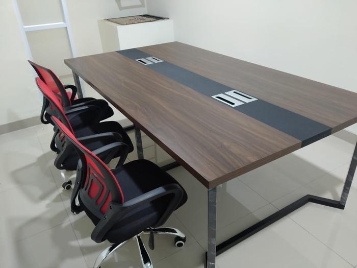 Gambar Meja Rapat Kantor Meja Meeting Kantor Minimalist Industrial MR-01 - 180x90x75, Hitam dari Kairos Home Products undefined Tokopedia