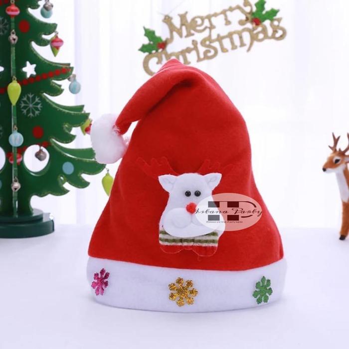 Gambar TJH-16 Topi Natal / Topi Merry Boneka / Topi Santa Claus - Rusa dari Istanaparty undefined Tokopedia