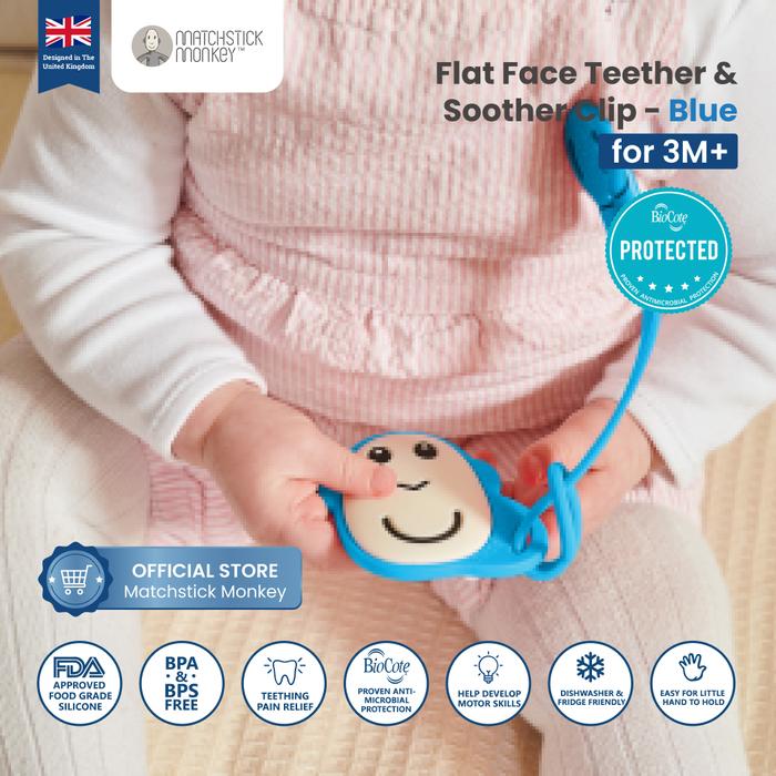 Gambar Matchstick Monkey - Flat Face & Soother Clip - Blue dari Matchstick Monkey Indonesia undefined Tokopedia