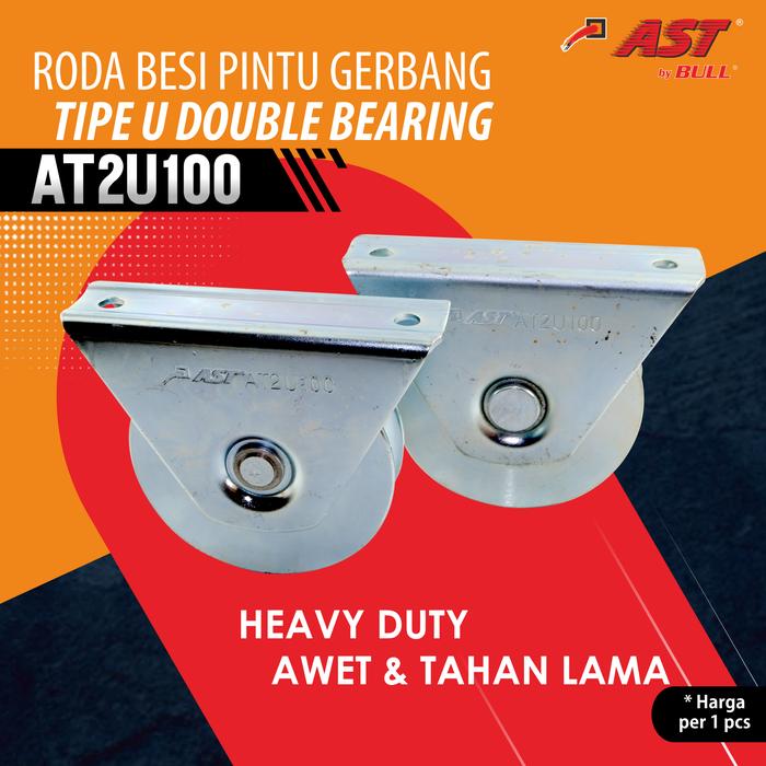 Gambar Roda besi pagar gerbang model U double bearing AST - AT2U100 dari BULL TOOL INDONESIA undefined Tokopedia