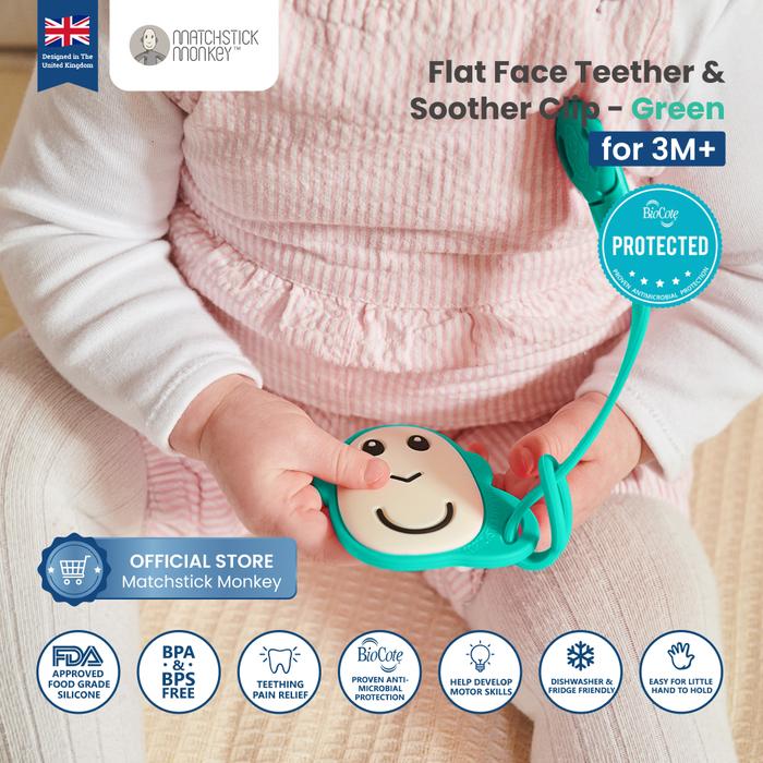 Gambar Matchstick Monkey - Flat Face & Soother Clip - Green dari Matchstick Monkey Indonesia undefined Tokopedia