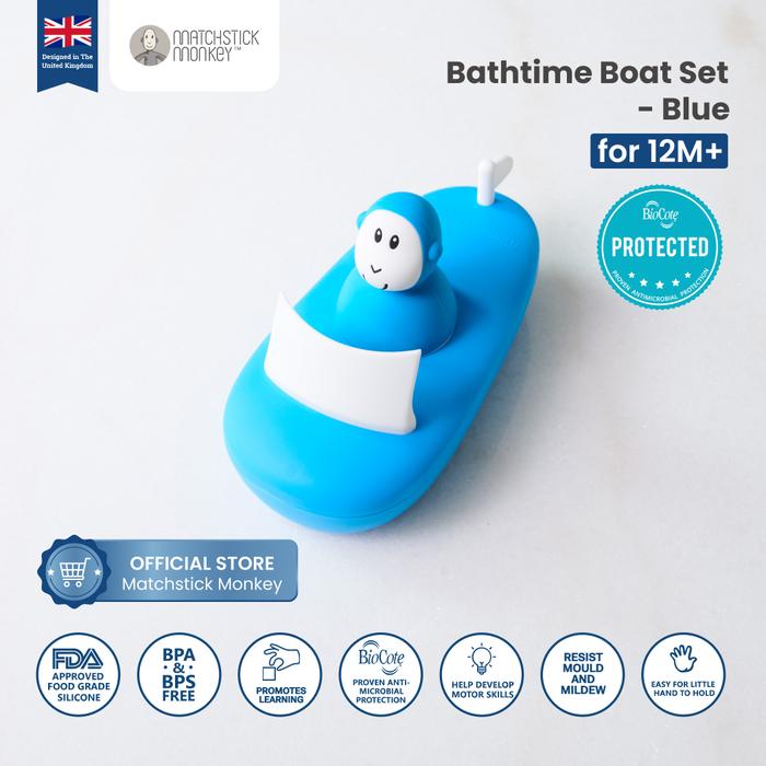 Gambar Matchstick Monkey - Bathtime Boat Set - Blue dari Matchstick Monkey Indonesia undefined Tokopedia