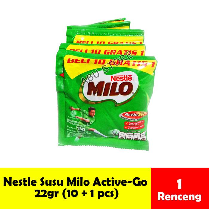 Gambar Susu Milo Coklat Kemasan Renceng Active Go (11 sachet  x 22 gram) Ori dari abu.store undefined Tokopedia