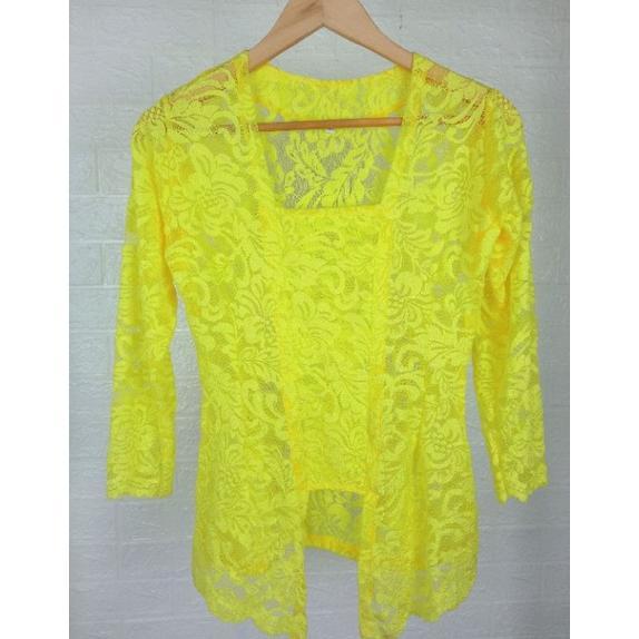 Gambar Kebaya Modern Kebaya Brukat Bali Atasan Kebaya Brukat Kebaya Bali - Kuning, XXL dari SUBUR MMR undefined Tokopedia