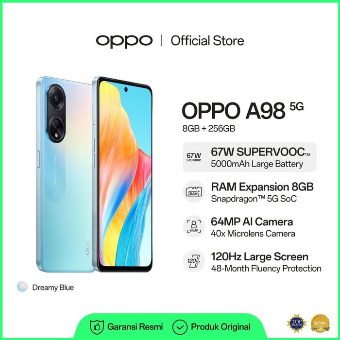 Gambar OPPO A98 5G RAM 8GB + 256GB - Biru dari TOKO PERABOT PACITAN undefined Tokopedia