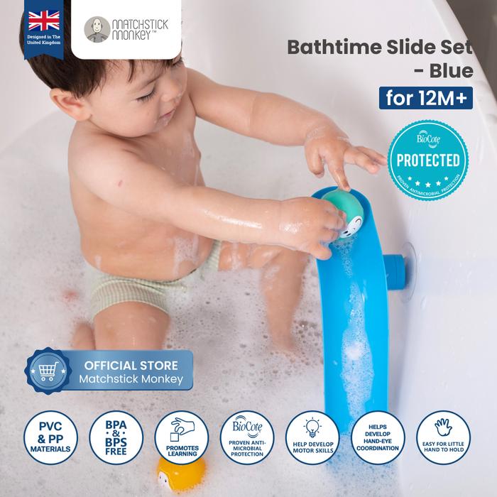 Gambar Matchstick Monkey - Bathtime Slide Set - Blue  dari Matchstick Monkey Indonesia undefined Tokopedia