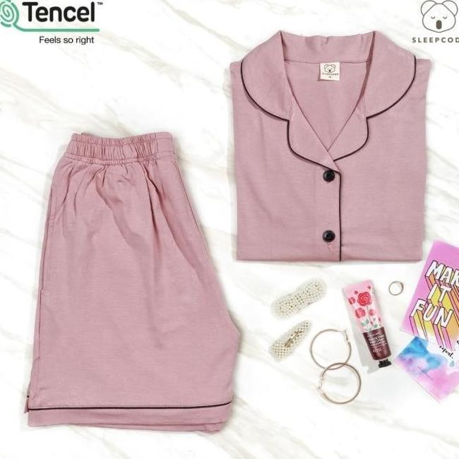 Gambar Ready Aurel Dusty Pink Piyama Sleepcode Baju Tidur Wanita Tencel Modal - XL dari mandaputriaf undefined Tokopedia