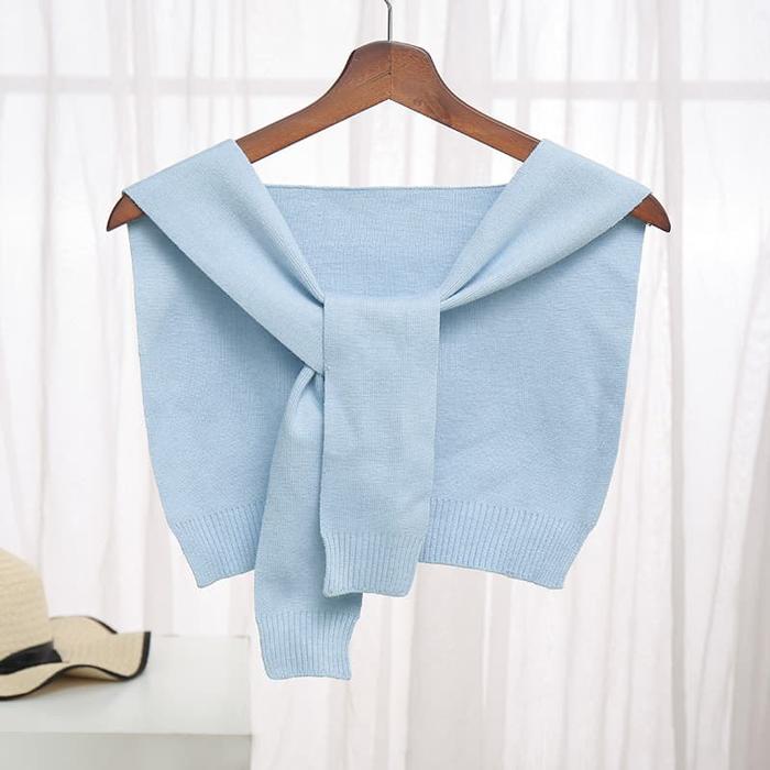 Gambar Aksesoris baju syal bahu syal kerah rajut selendang korea import - Biru Muda dari Chrisant Shop undefined Tokopedia