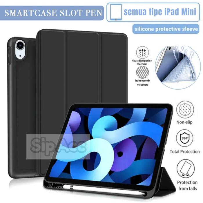 Gambar Case For Ipad Mini 7 6 5 4 3 2 1 Smartcase Flip Cover Stand With Slot Pen - Hitam, Ipad Mini 1/2/3 dari Sip Acc undefined Tokopedia