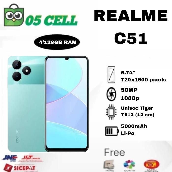 Gambar REALME C51 4/128GB (RAM 4GB - ROM 128GB) GARANSI RESMI INDONESIA - Hijau dari 05Cell undefined Tokopedia