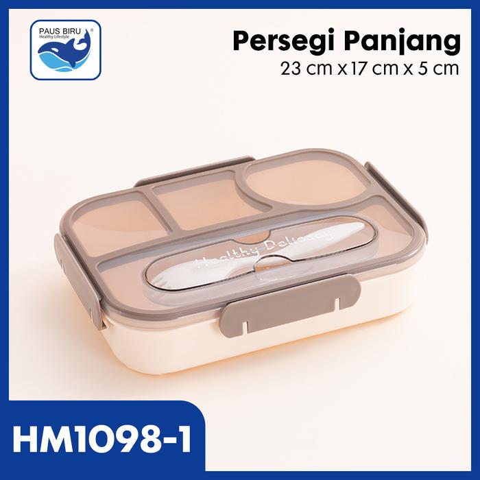 Gambar Lunch Box Kotak Bekal Bento Set Bersekat | Kotak Makan Siang - Cream Panjang dari Paus Biru Indonesia undefined Tokopedia