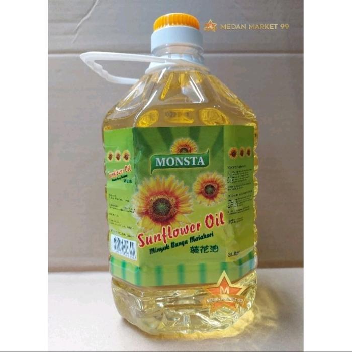 Gambar MONSTA SUN FLOWER OIL 3 LITER+ BONUS 250gr | MINYAK BUNGA MATAHARI - 3 Liter saja dari Medan Market 99 undefined Tokopedia