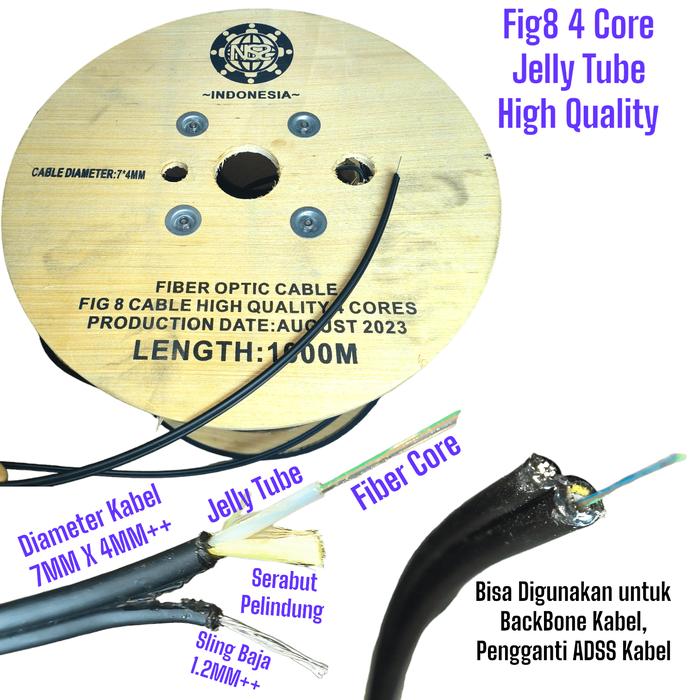 Gambar kabel fo 4 core fig 8 NS2 high quality 1km / dropcore fig8 4 core - 4CORE FIG8 1KM dari NS2 INDONESIA undefined Tokopedia